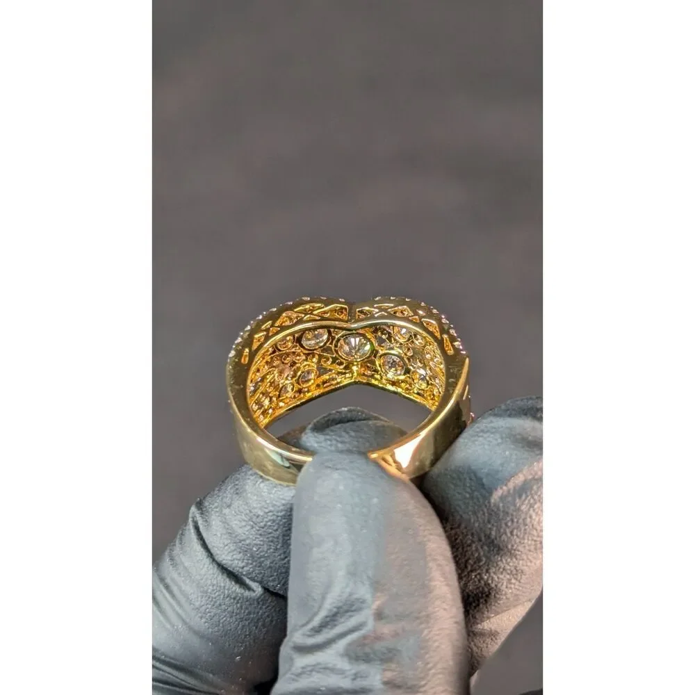 Danbury Mint Five Carat Kiss Ring Size 10 Gold 18k Plated 75 Diamonisse Gemstone